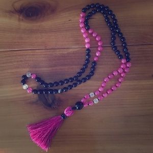 Hand knotted 108 bead mala necklace